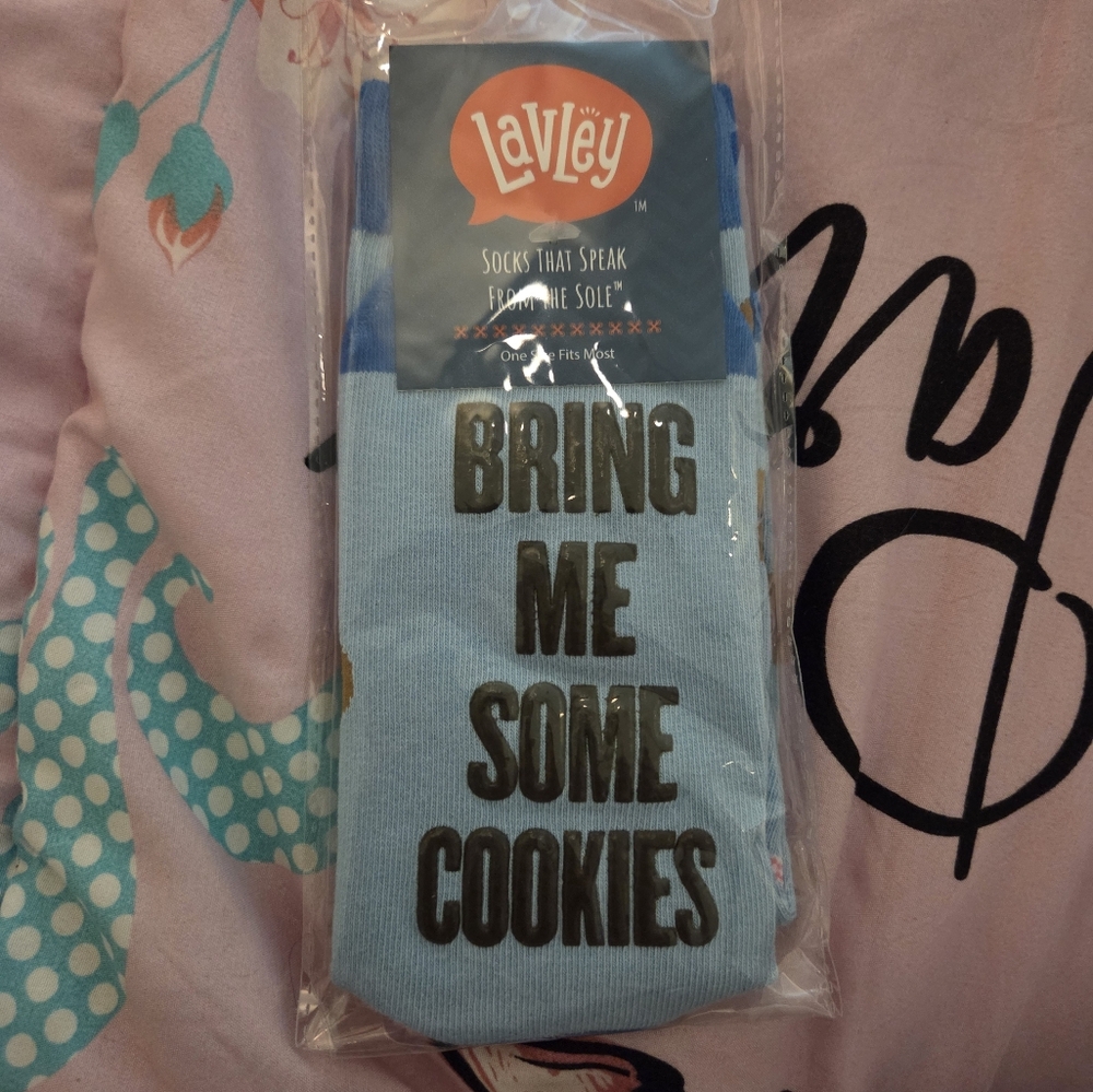 Lavley Blue Socks with Fun Text